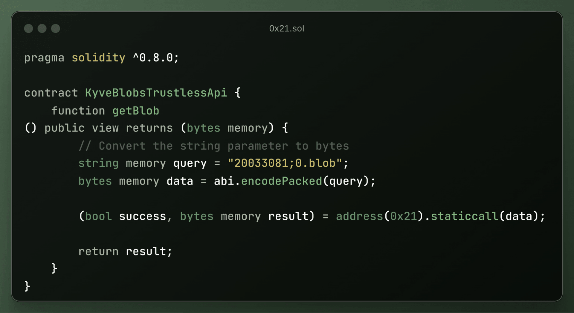 0x21 Solidity function