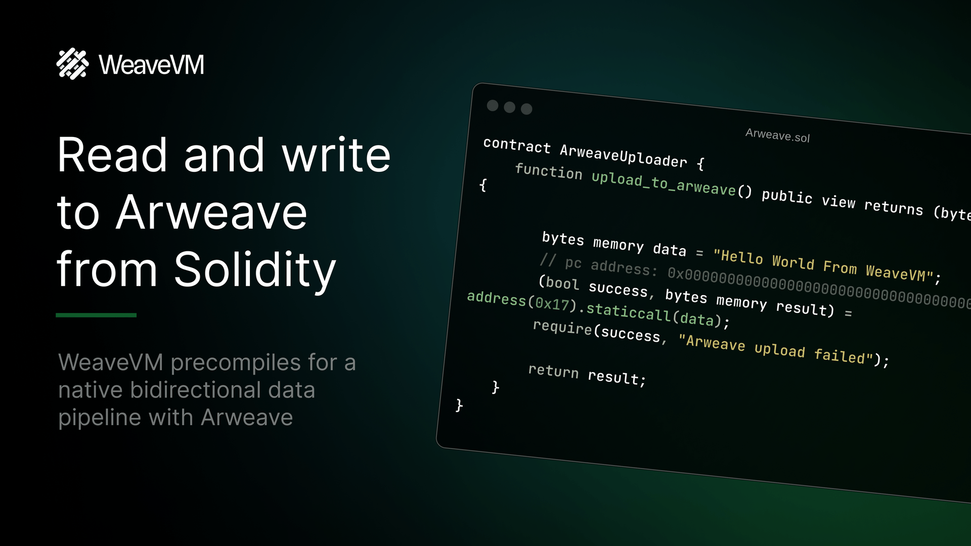 Read and Write to Arweave from Solidity Smart Contracts: Introducing WeaveVM Precompiles